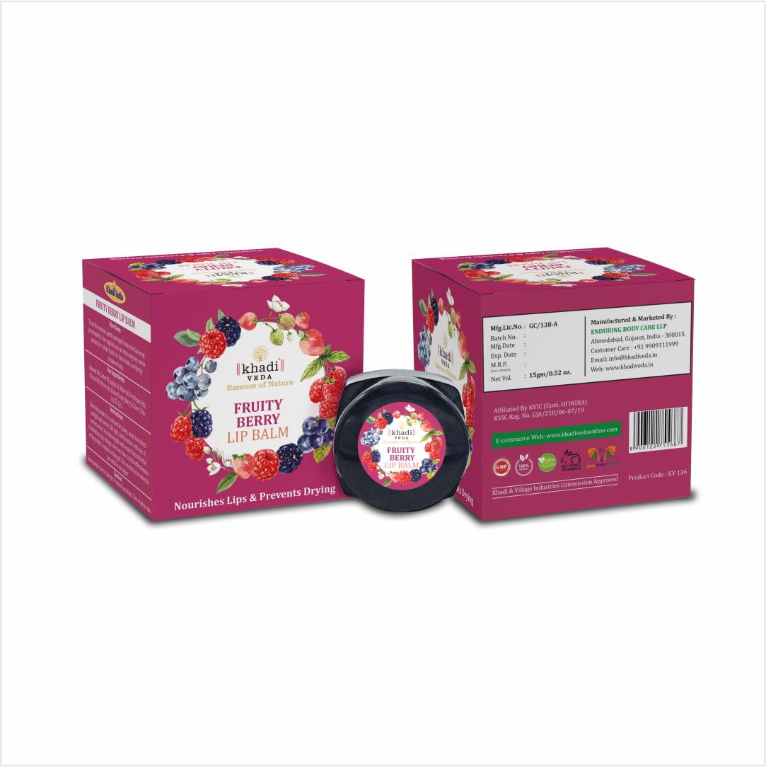 Khadi Veda Fruity Berry Lip Balm 15gm Tube for Soft and Smooth Lips Hydration & Moisturization Suitable for Unisex-image-39