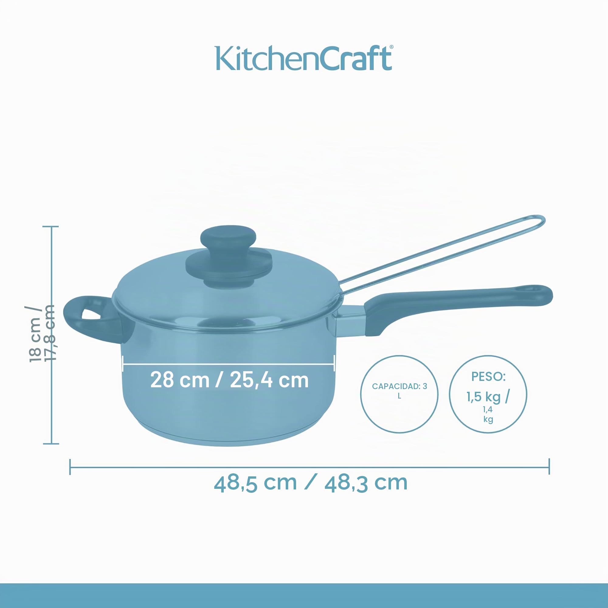 Kitchen Craft - Olla freidora con cesta (acero inoxidable)