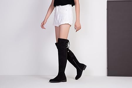 Amazon.com | Vepose Women's 998 Black Suede Over The Knee
