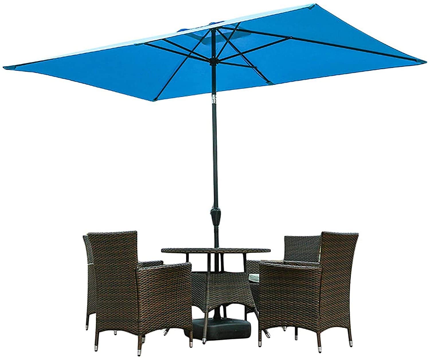 Outdoor Umbrella Backyard Umbrella Deck Umbrella C Sun Umbrella Parasol Fe-Al Market Table Umbrella UV50 with 6 Sturdy Ribs for Outdoor, Garden and Patio for Yard, Garden & Deck (Color : Blue)