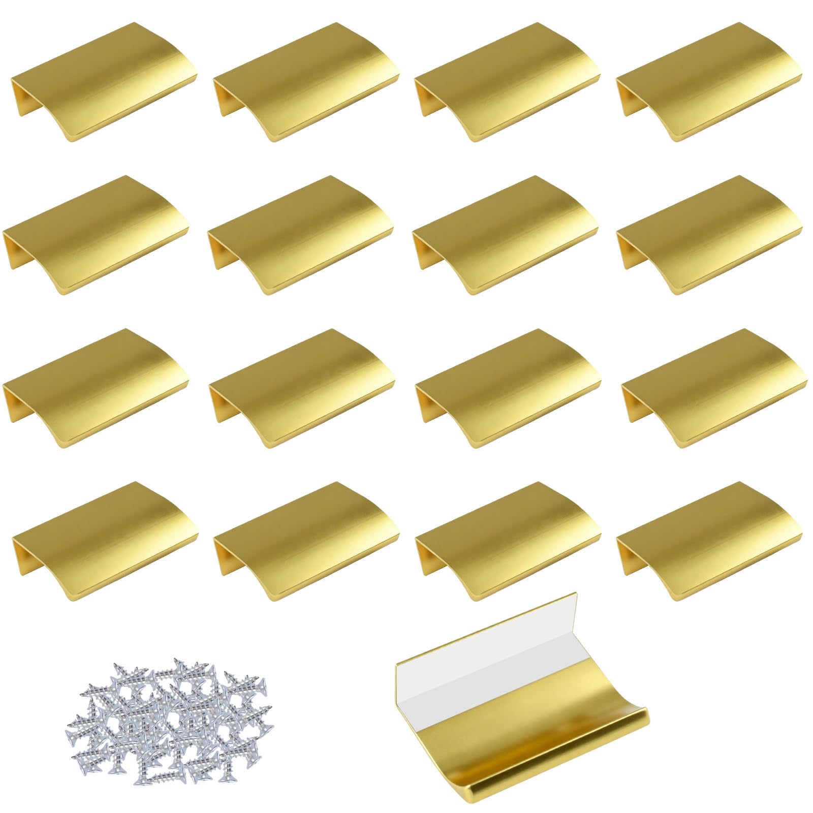 MOROBOR 16pcs Finger Edge Pull Aluminum Alloy Invisible Wardrobe Handles, Recessed Concealed Handle for Cabinets Drawers Sliding Doors Closets (50mm, Gold) — image 1