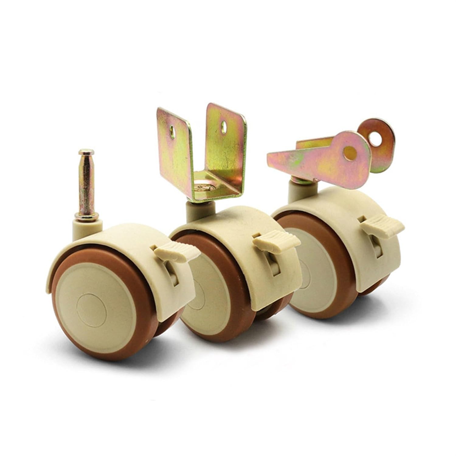 4Pcs 2'' Furniture Crib Swivel Casters Cabinet Clamp with Brake Wheels Nylon Furniture Support Leg for Chairs Baby Bed Trolley (Color : Plug)