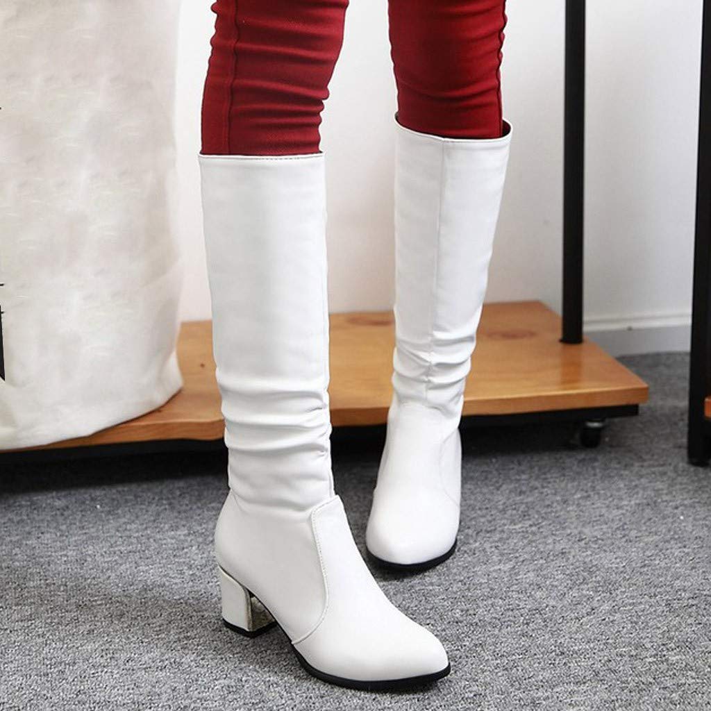 Stivaletti da donna, eleganti stivali lunghi con tacco, impermeabili, in pelle, lunghi al ginocchio, a pecora lunga, invernali, classici da cowboy