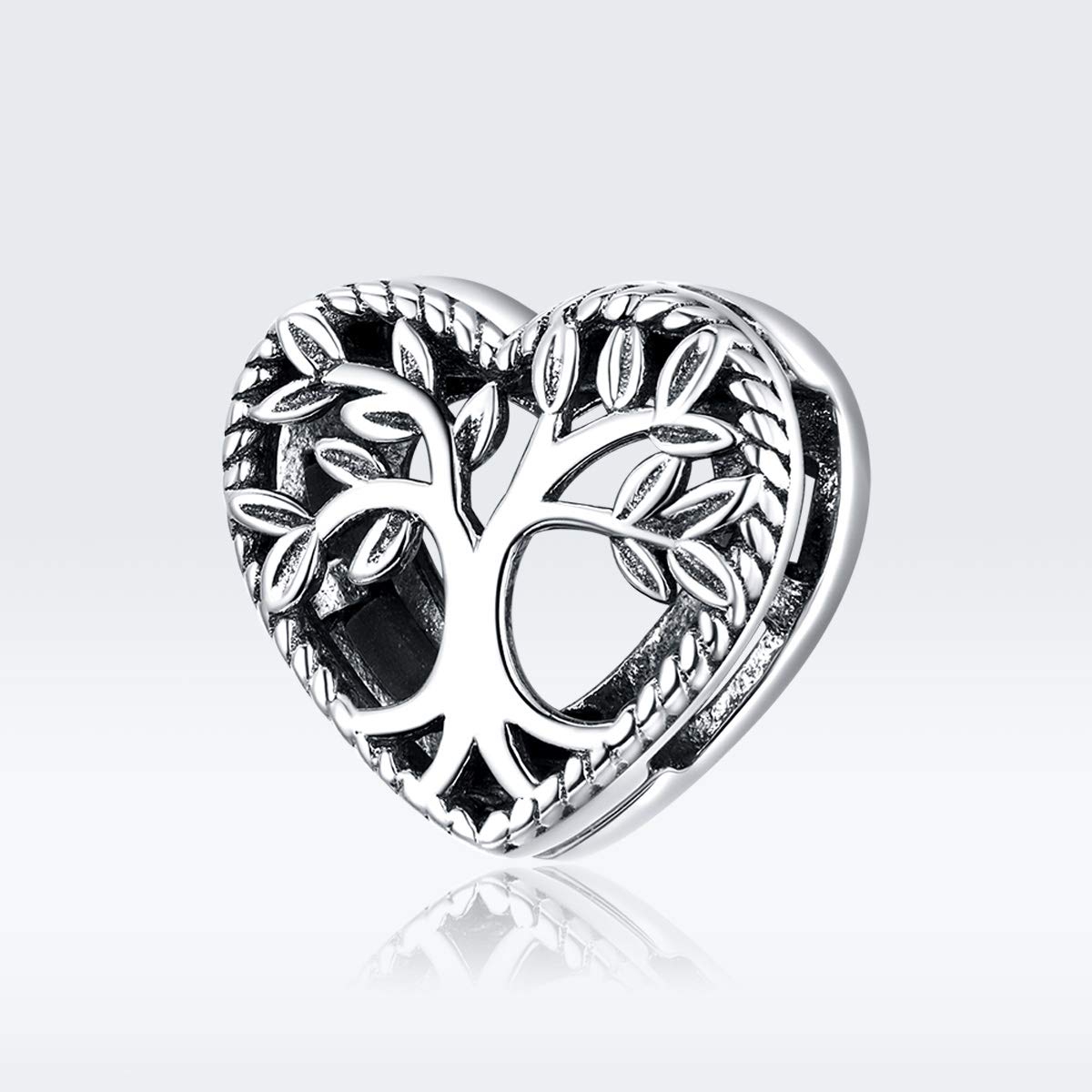Perline in Metallo con Albero della Vita per creazione di Gioielli da Donna Ciondolo in Argento ossidato Sterling 925 per Bracciale Rigido