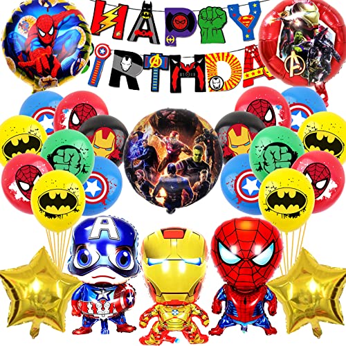SWOKKTS New Héros Décoration de Fête, Kit Deco anniversaire Magnifique Vengeus Anniversaire Ballon, Decoration Anniversaire Héros Garcon Fille, Décoration Gâteau Anniversaire Vengeus (Enfants)