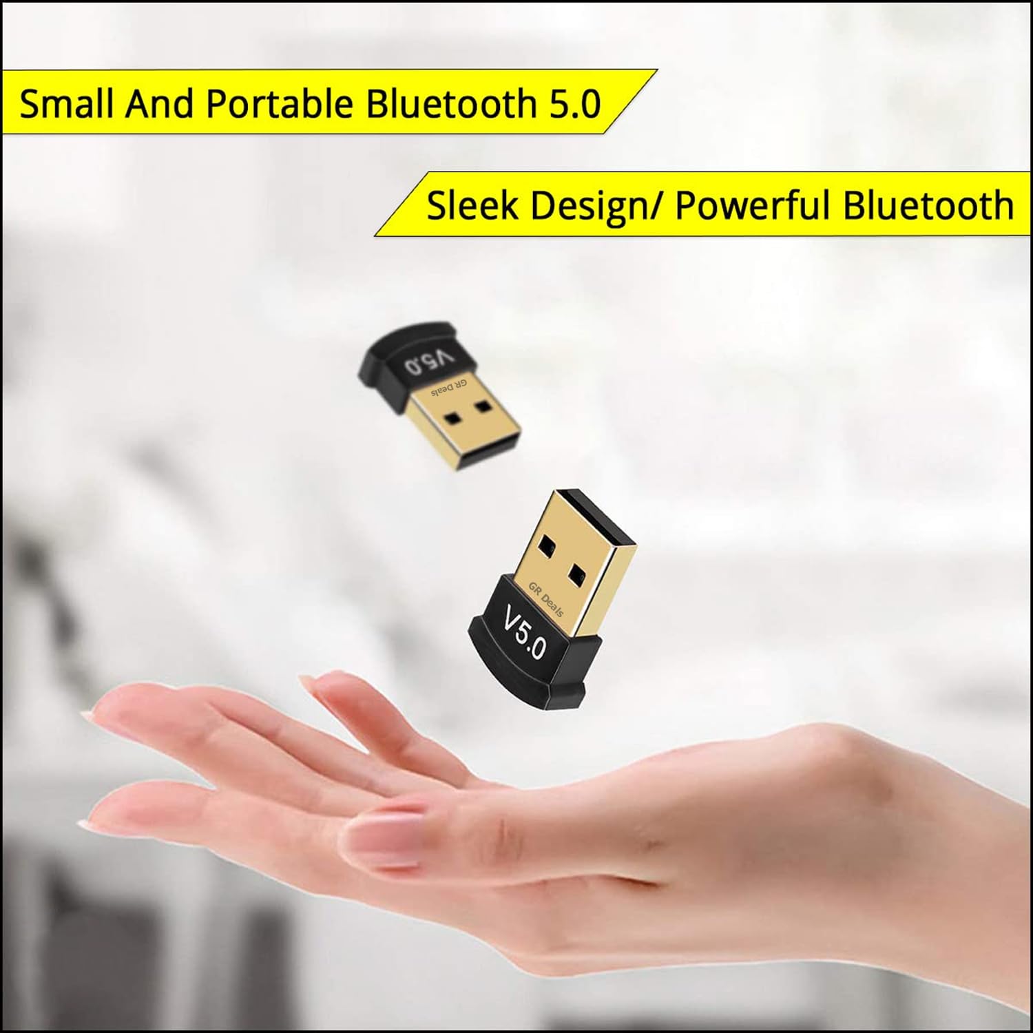 GR Deals USB Bluetooth Adapter for PC, 5.0 Bluetooth Dongle Receiver Supports Windows 11/10/8.1/7 for Desktop, Laptop, Mouse, Keyboard, Printers, Headsets, Speakers, Gaming Controllers. (Black) 2