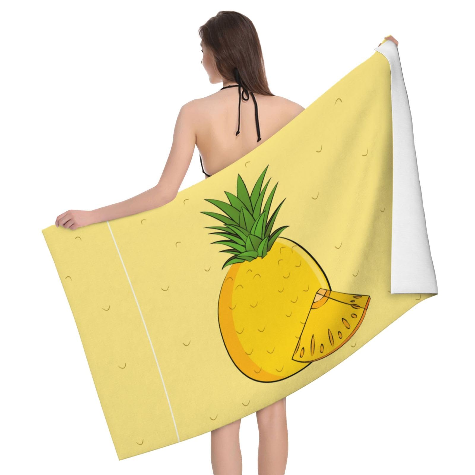 QAZWZML Home microfiber cartoon pineapple prints bath towels for travel, beach, and bathroom use. Highly absorbent and soft pool towels for men and women, quick drying