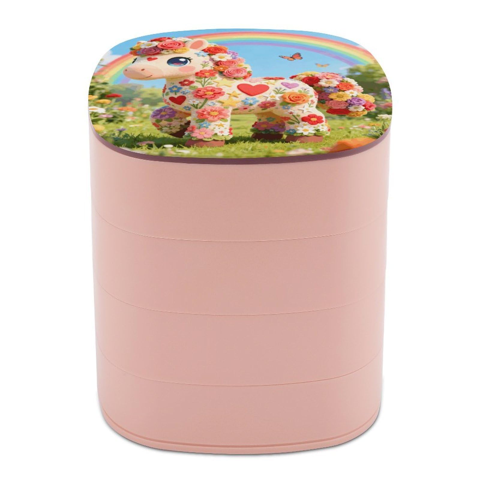 VstaDank My Little Pony Jewelry Box 360° Rotatable Jewelry Organizer 4 Layers Jewelry Case with Lid Fashion Portable Earring Holder for Bracelets Rings Bracelets Vanity