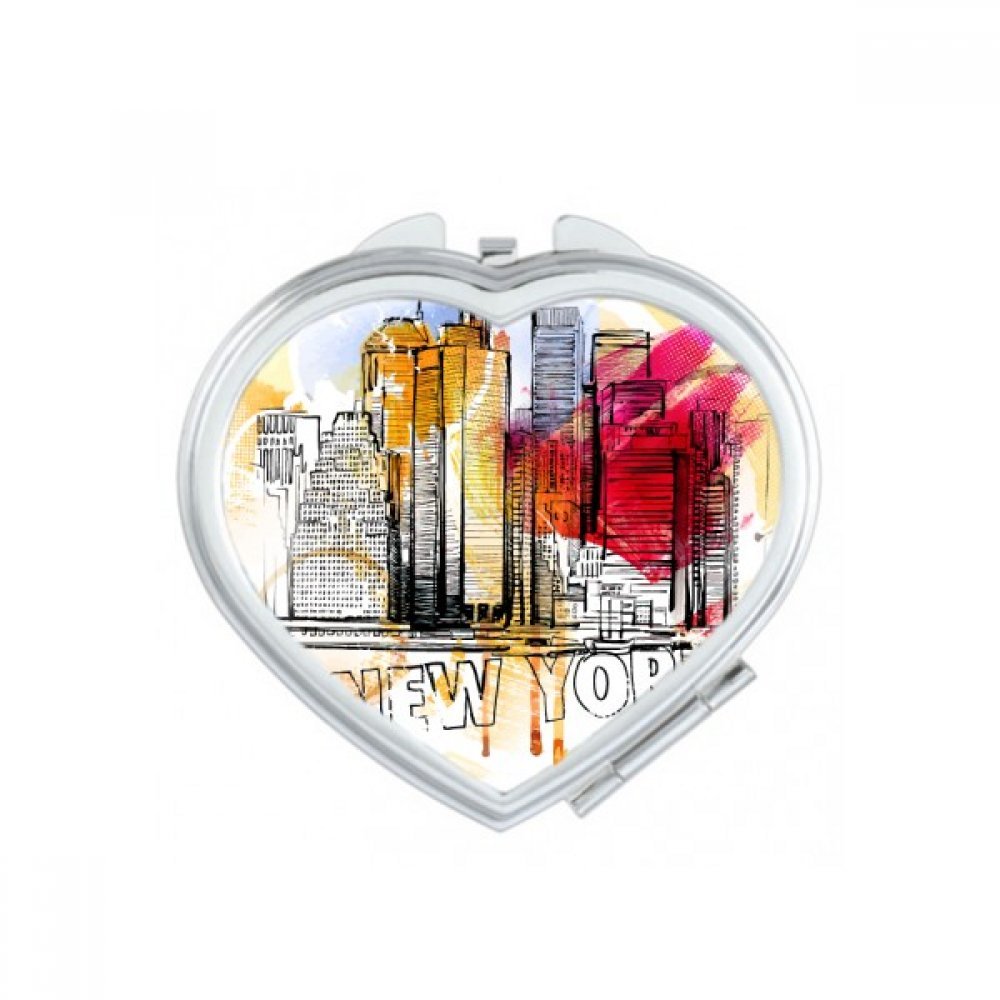 Miroir de poche portable New York mignon petit cadeau maquillage compact multicolore