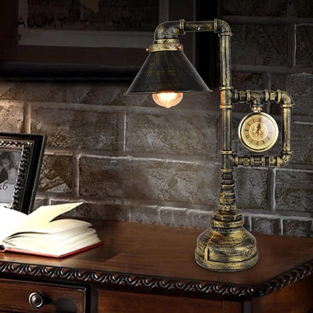 Lampe de bureau métal avec éclairage décoratif industriel rétro pour ampoule chaude