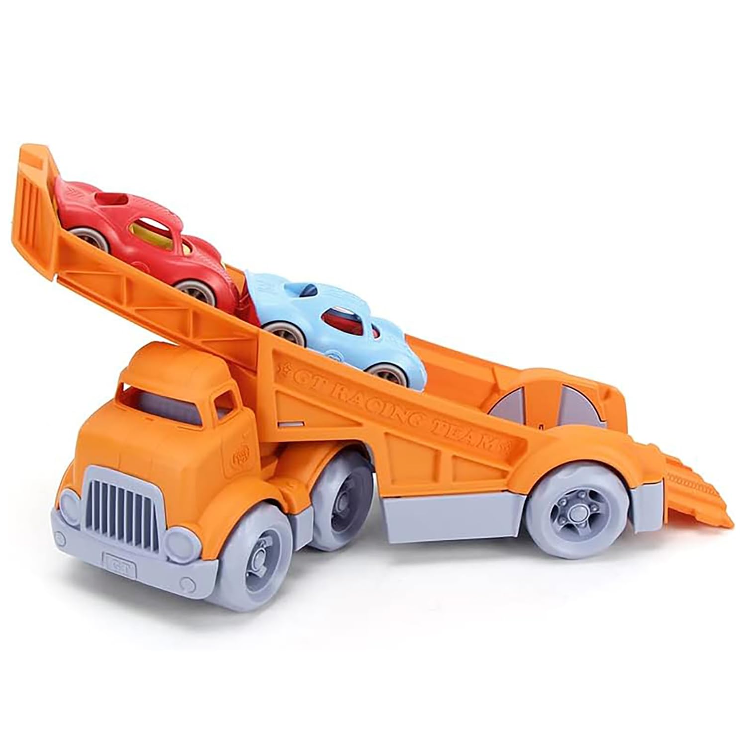 Green Toys Racing Truck - 3pc Toy Cars, Truck Toy with Car Ramp, Toddler Toys, Made from Recycled Milk Jugs, Toys For 3 Year Old Boys & Girls