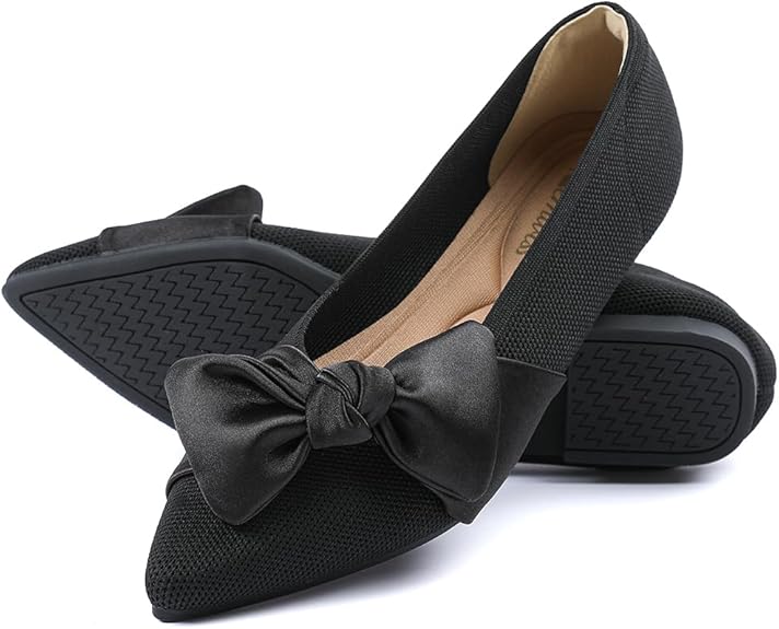 Amazon.com: Semwiss Zapatos planos de ballet con punta puntiaguda para mujer, sin cordones, cómodos zapatos planos con lazo, zapatos de trabajo casuales elegantes, Negro : Ropa, Zapatos y Joyería