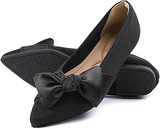 Pointed Toe Ballet Flats for Women Slip On Comfortable Flats with Bow Dr...