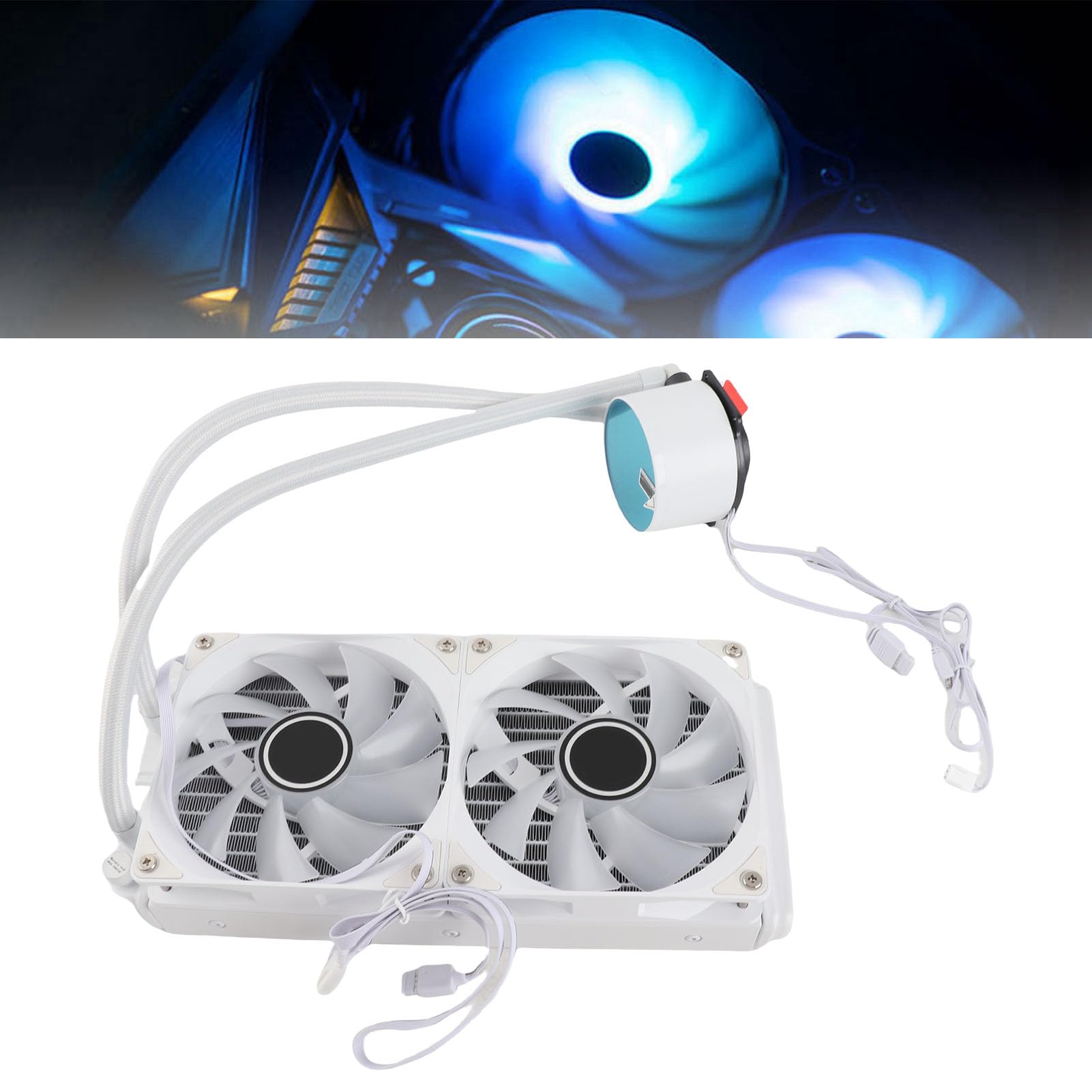 Enfriador de CPU, Control PWM Evita Fugas Ventilador de Enfriamiento de CPU Efecto de Luz ARGB Velocidad de Bomba de 2400 RPM para LGA2066 2011 1151 1150 1155 (Blanco)