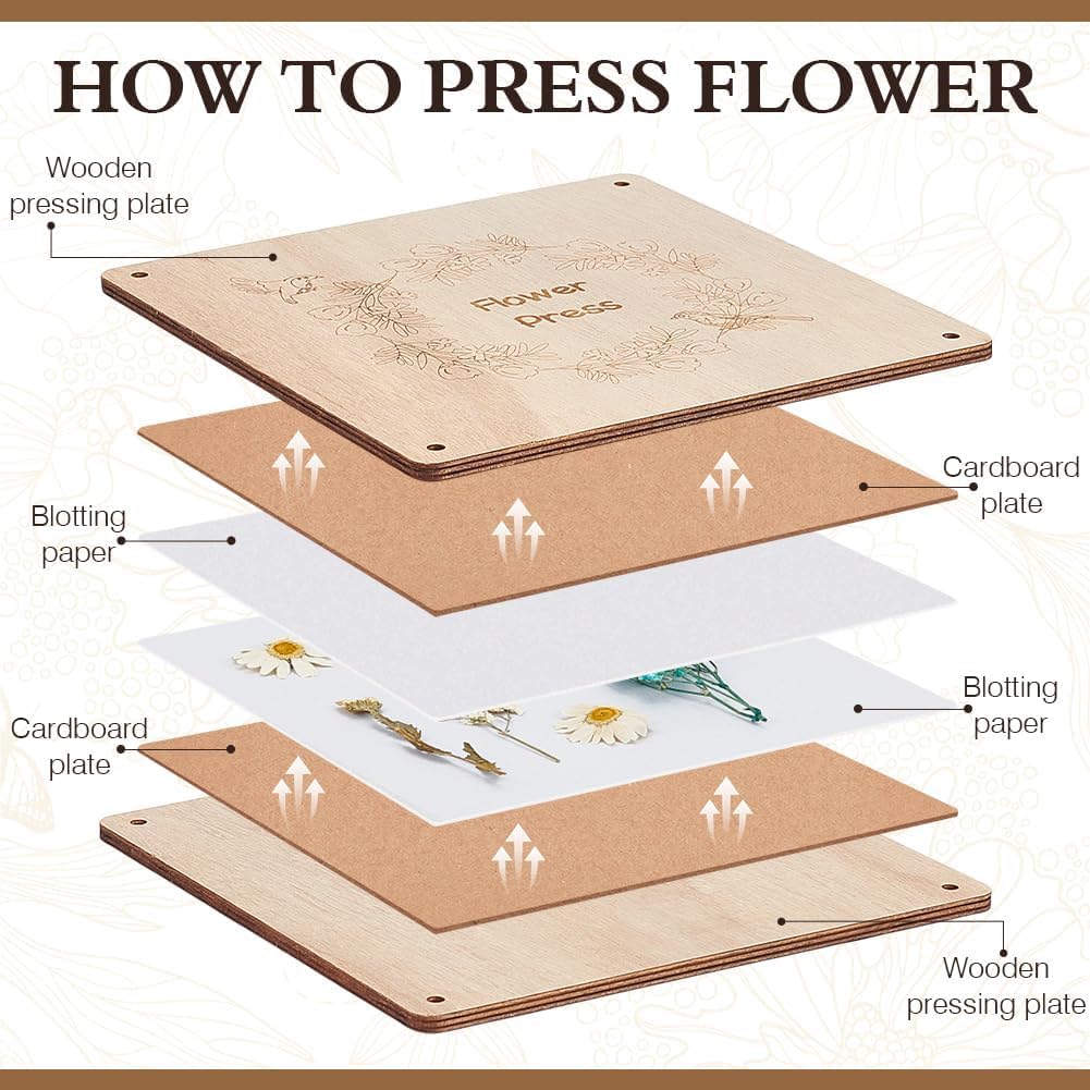 Kit de Presse à Fleurs en Bois 27.5x27.5cm 8 Couches PH PandaHall