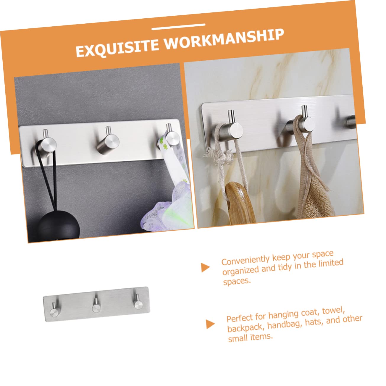 NUOBESTY 2 Pezzi Gancio Multifunzione Inossidabile Appendiabiti Muro da Porta Autoadesivo per Cucina Bagno e Camera da Letto Design per Organizzazione Ottimale