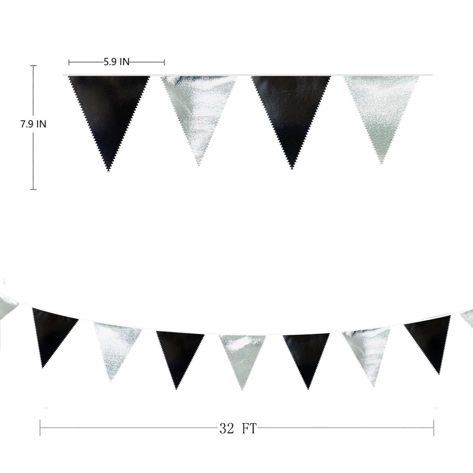 Snapklik.com : Black And Silver Party Decorations Triangle Pennant ...