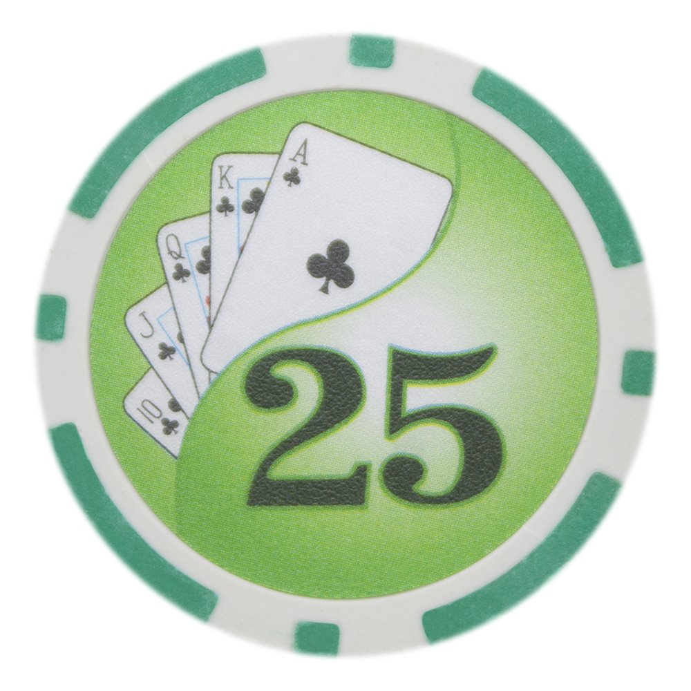 Brybelly Yin Yang Poker Chip Heavyweight 14-gram Clay Composite - Pack of 50 ($25 Green)