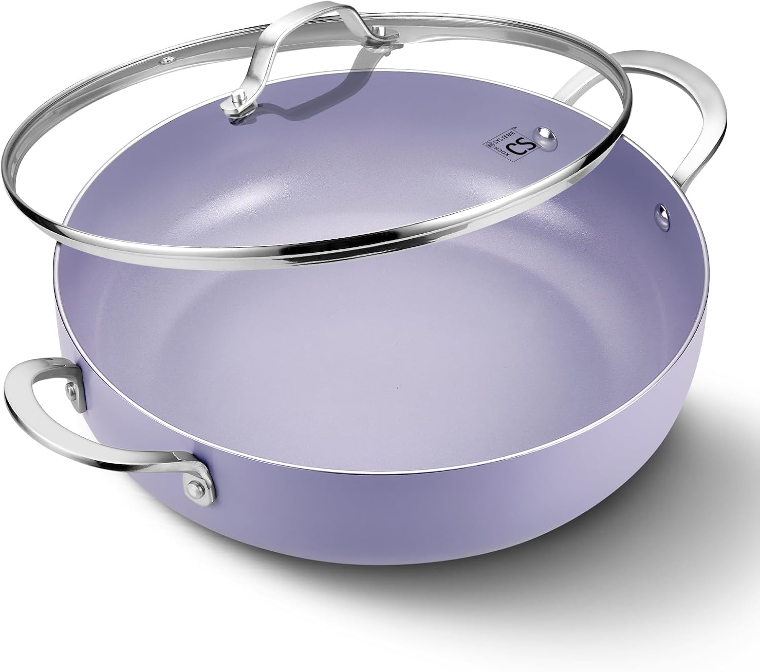 12″ Nonstick Ceramic Saute Pan with Lid – Toxin-Free & Induction Safe