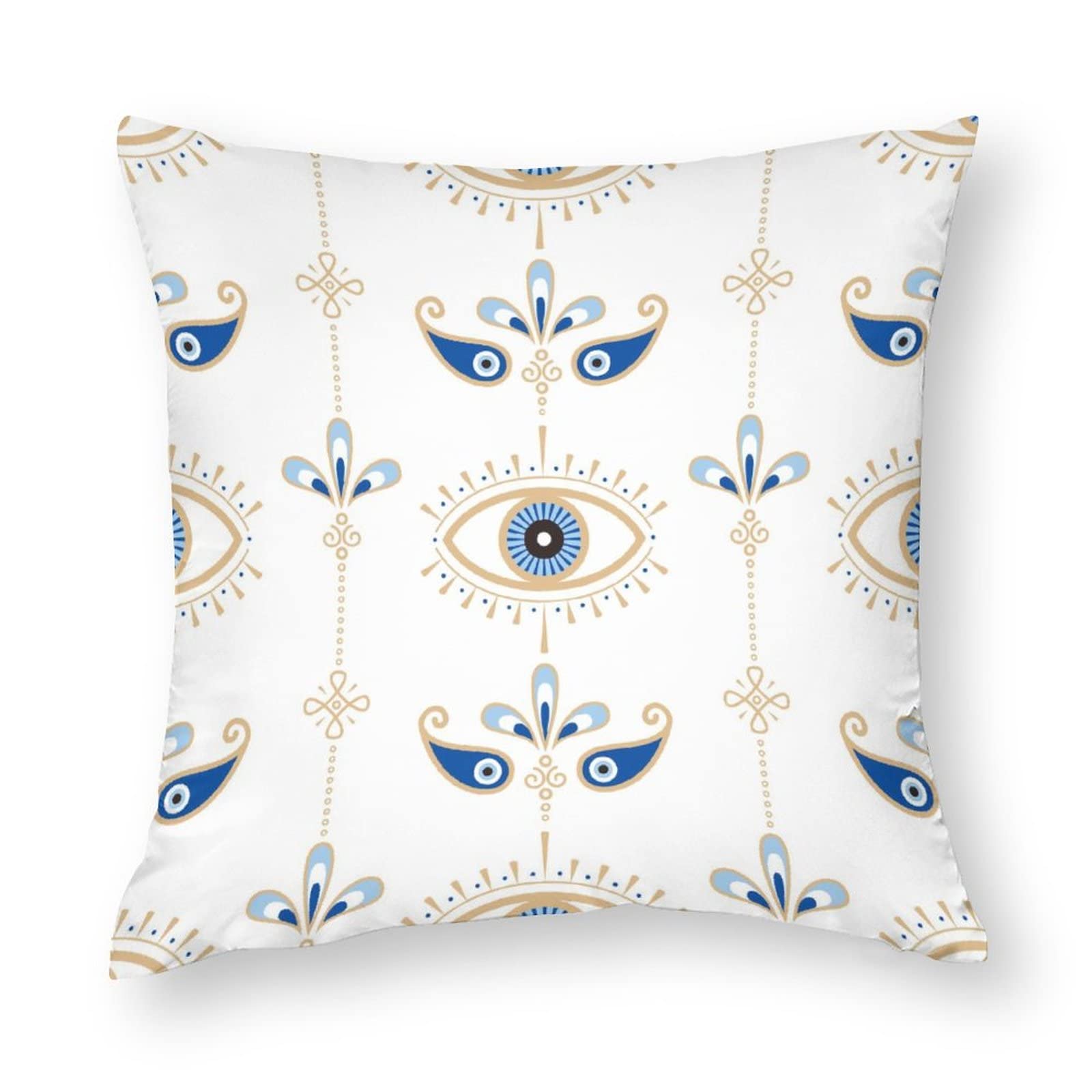 NIBABAEU Cushion Covers 1 PCs Turkish Blue Evil Eye Decorative Pillow Covers 18"x18" Soft Polyester Square Pillow Cases for Living Room Sofa Couch Bed Pillowcases