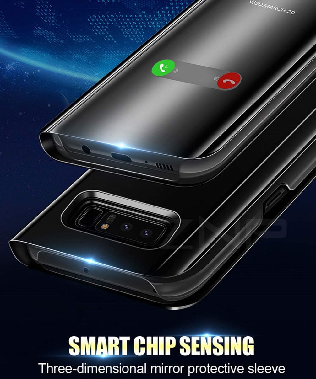 A nyos Galaxy S10e Mirror case, Translucent Clear View Electroplate Flip Stand Luxury Case Cover for Samsung Galaxy S10E (Purple)
