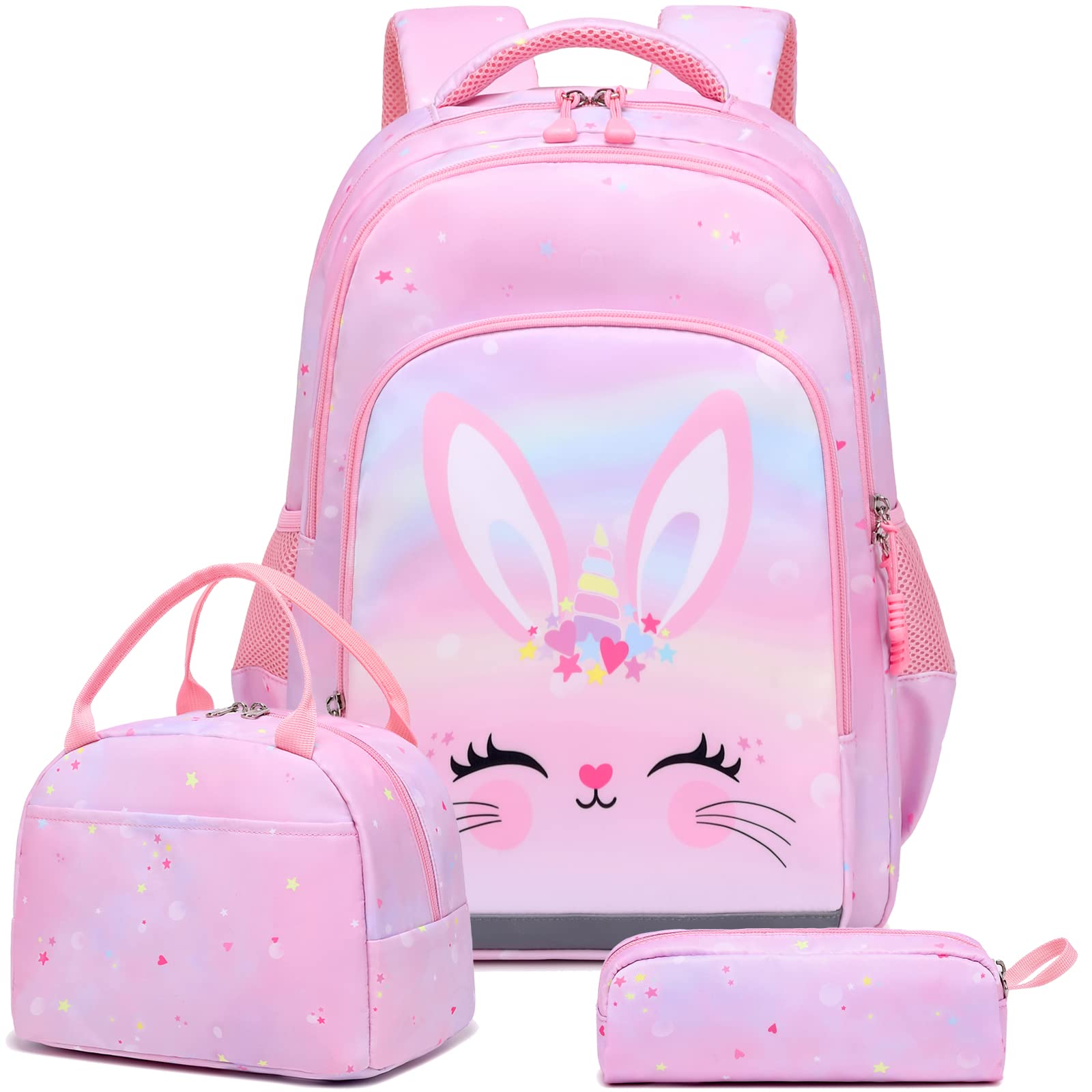 Kimwadalh Mochila Conejo Niña, Mochila Infantil Niña Set de Mochila Escolares Mochila Niñas para,Escuela,Viajar