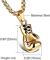 Vista 10 de Hamoery Collar con colgante de cadena de guante de boxeo de acero inoxidable punk para hombres y mujeres