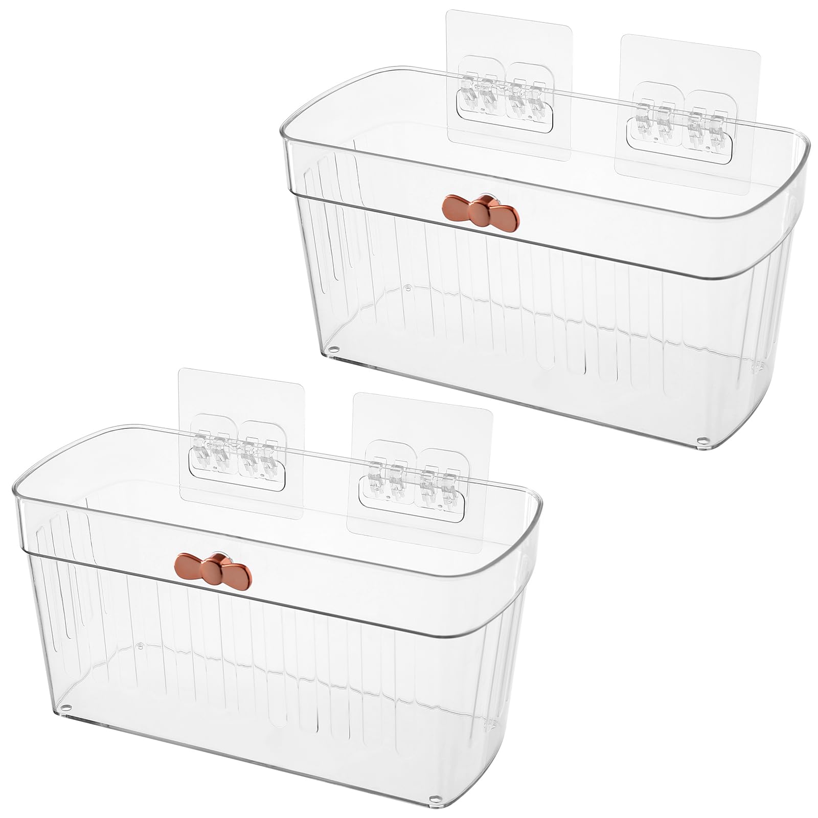 Veefos 2-Pack Adhesive Cabinet Door Organizer Clear Acrylic Spice Rack Wall Mount Coffee Pod Tea Bag Drink Packet