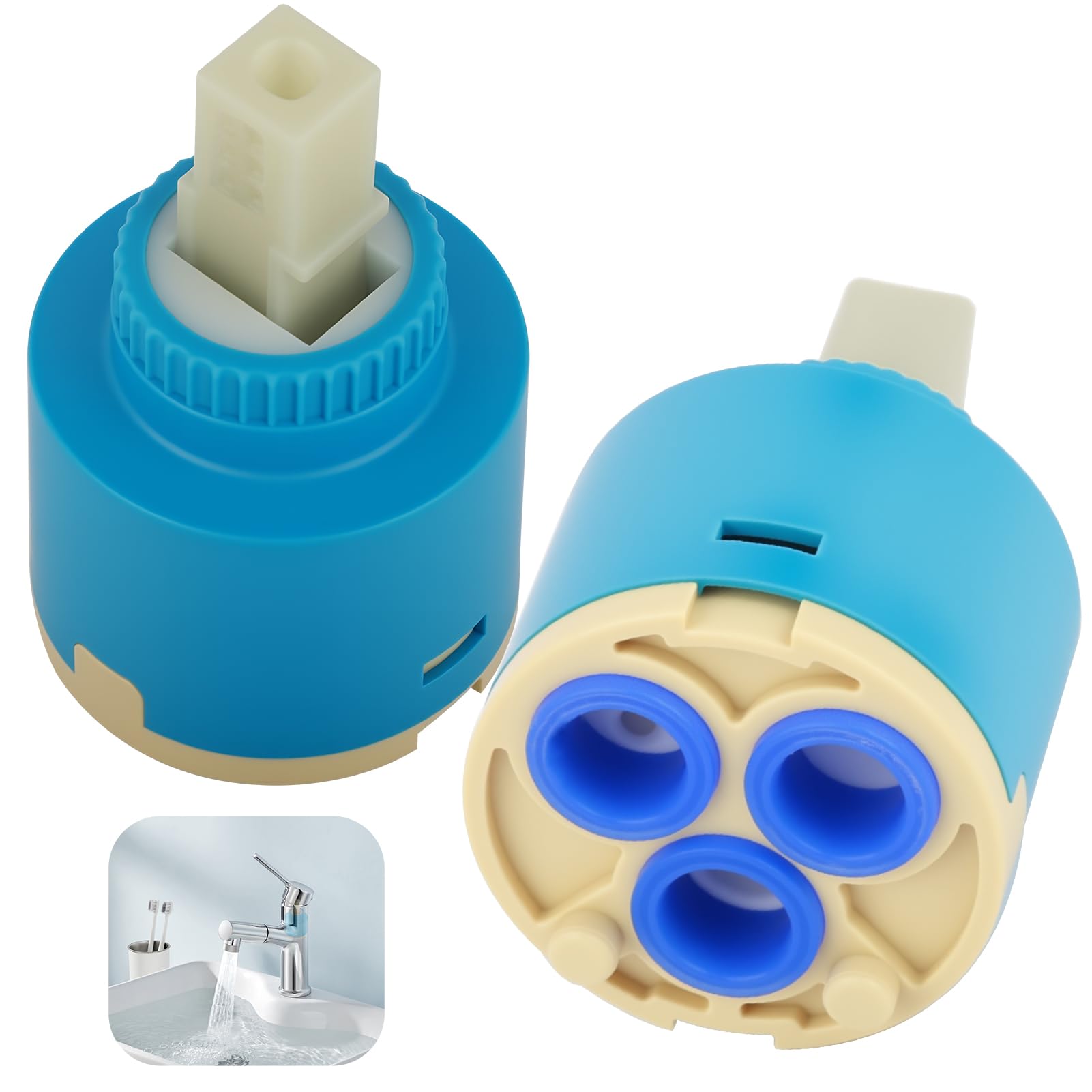2 Piezas Cartucho de Grifo de 35MM, Cartucho de Cerámica para Grifo Monomando Cocina Lavabo Ducha, Repuesto Universal Cartuchos para Grifos 35MM