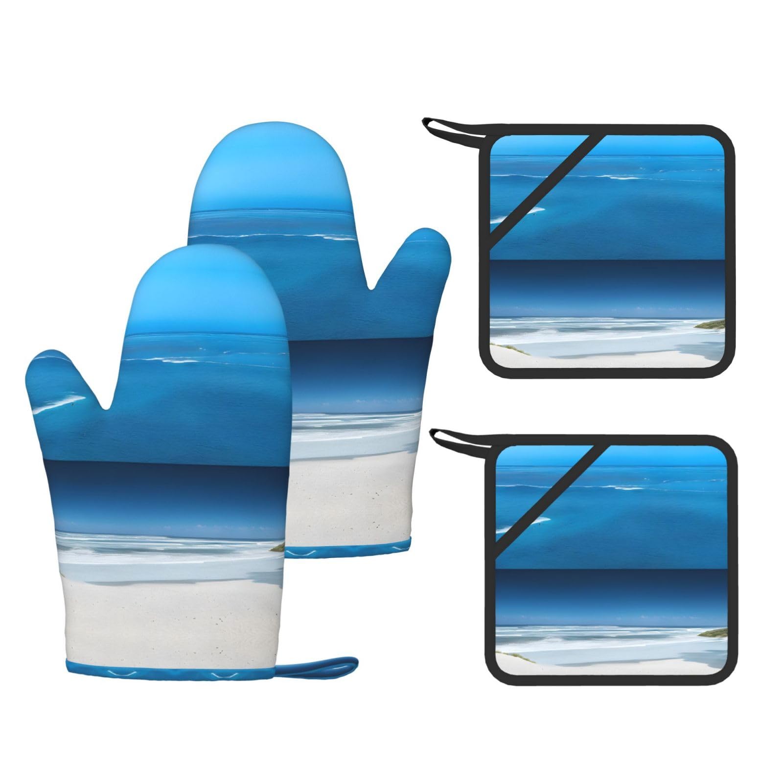 Underwater View Print Oven Gloves Heat Resistant, Oven Mitts And Pot Holder Kitchen Non-Slip Silicone Cooking Microwavegloves