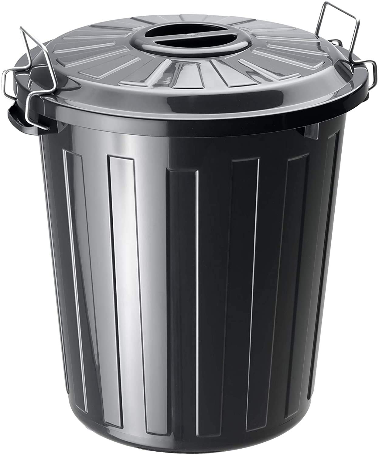 Rotho, Basic, Waste bin 25l with lid, Plastic (PP) BPA-Free, Black, 25l (37,0 x 36,0 x 41,5 cm)