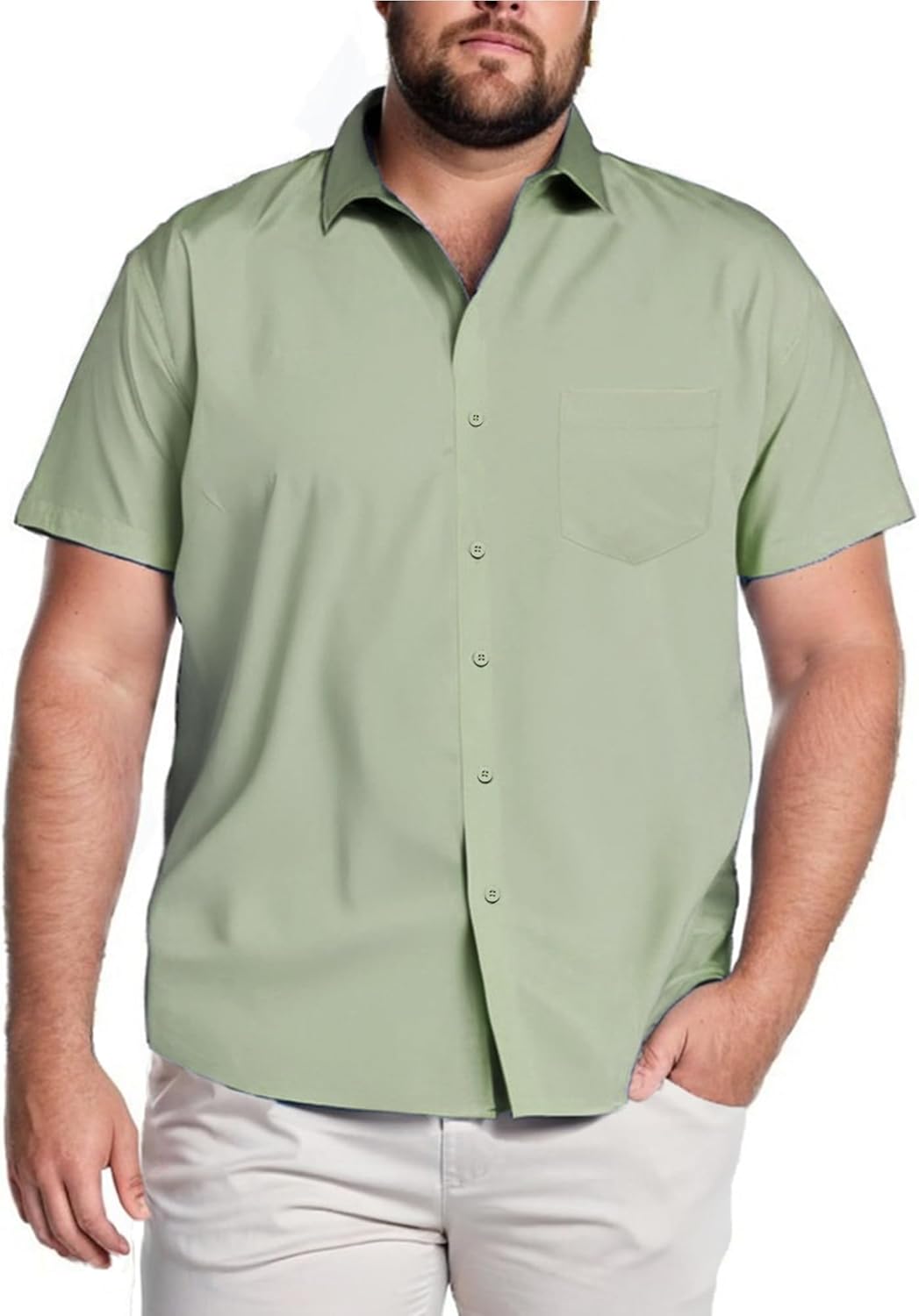 COOFANDY Big & Tall Shirts for Men Short Sleeve Button Down Casual Dress Shirts