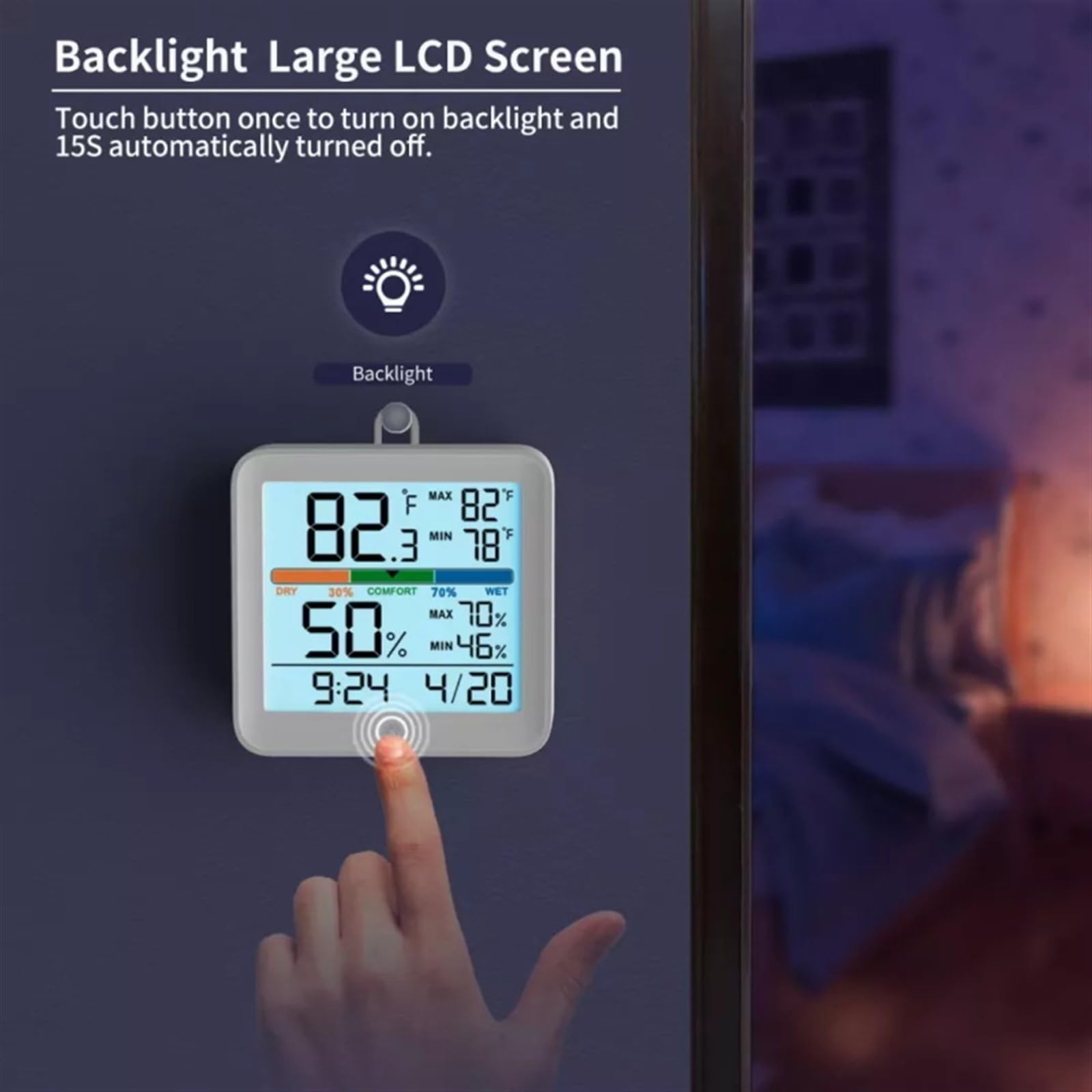 Termómetro Digital LCD for Interiores, higrómetro, medidor de Temperatura y Humedad, Sensor for el hogar