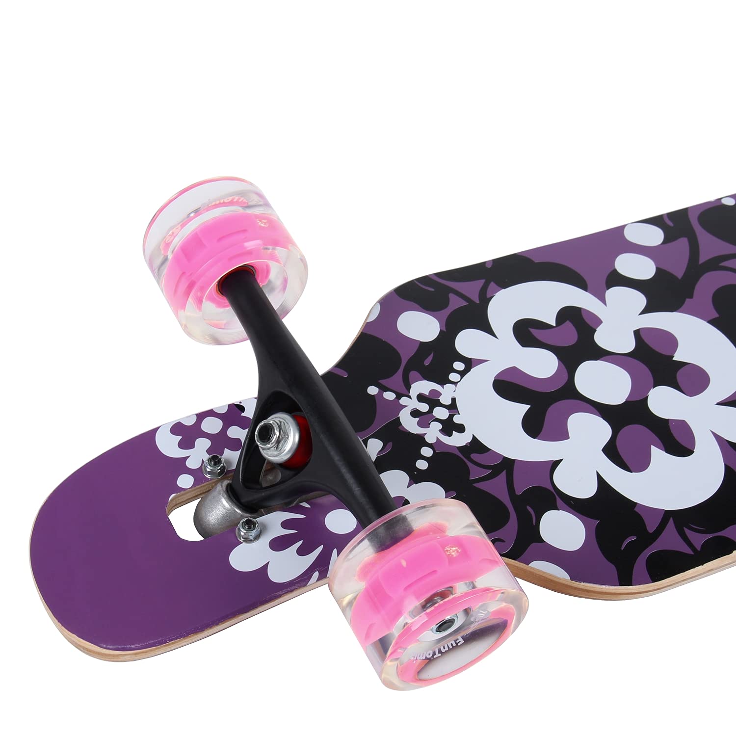 FunTomia Longboard Drop Through Cruiser Skateboard complet avec roulement à billes Mach1 High Speed T-Tool avec ou sans roues LED