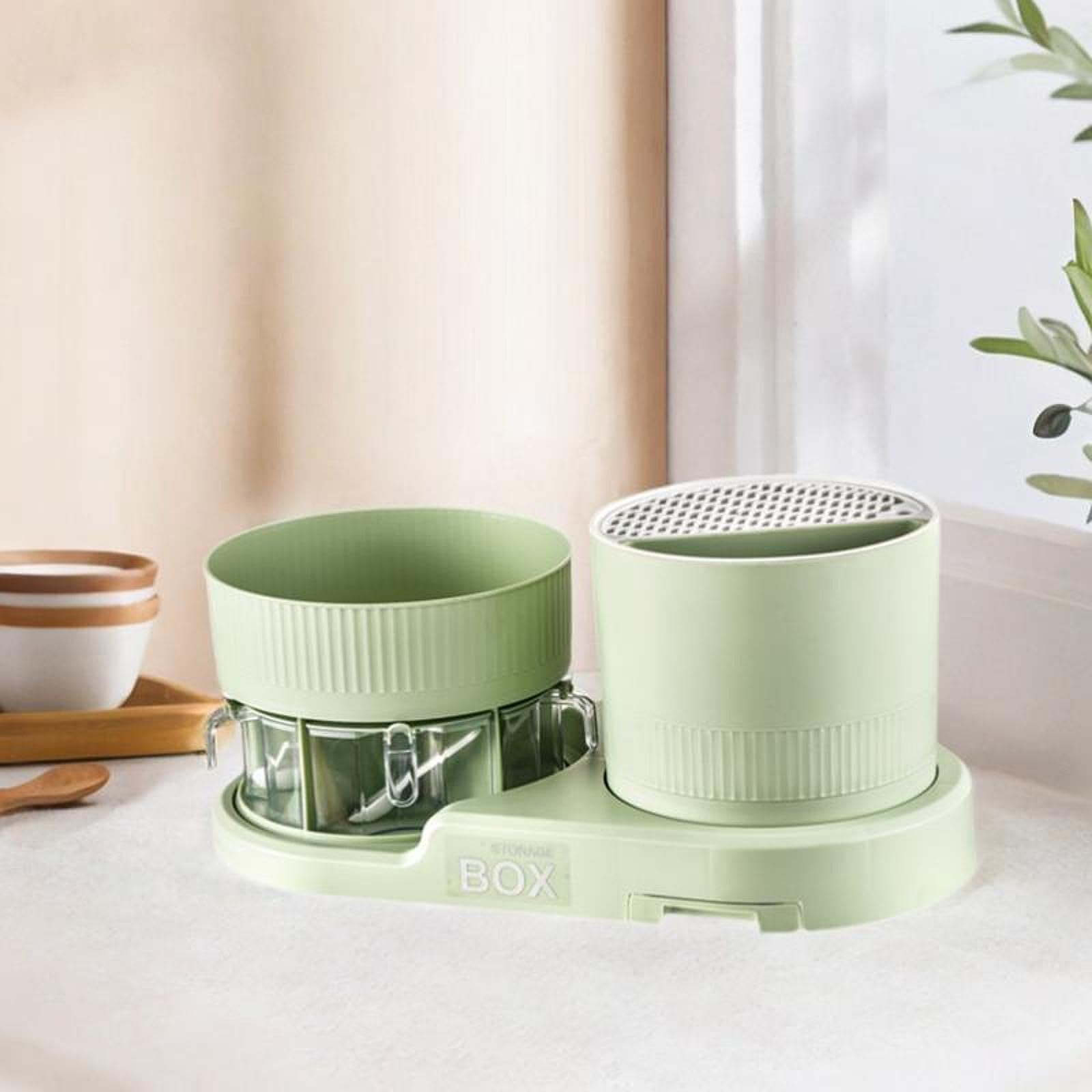 Étagère à épices avec Rangement pour ustensiles de Cuisine, Vert