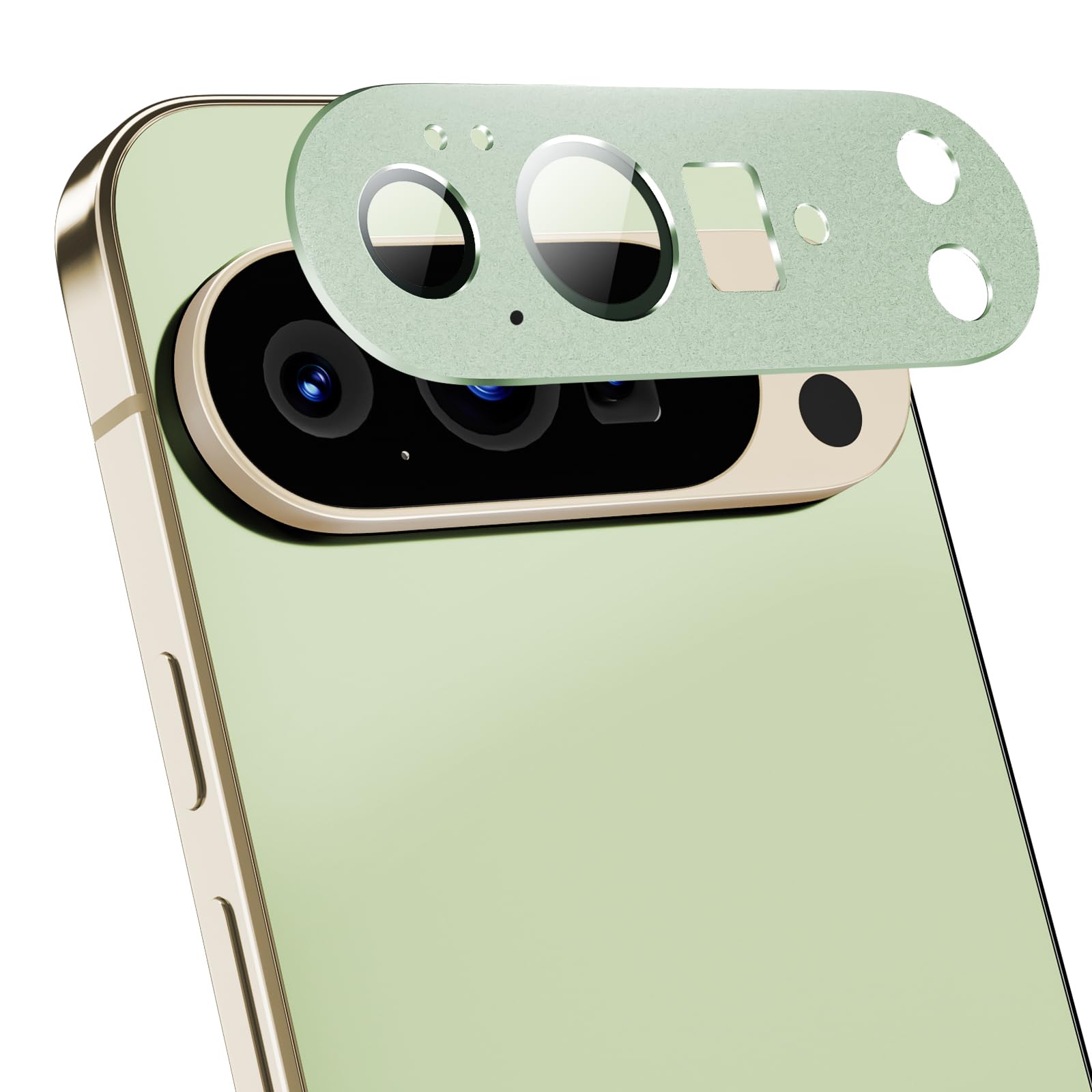 Podick カメラフィルム Google Pixel 10 Pro用 カメラ保護 9H強化ガラス アルミ合金 グーグル ピクセル10Pro カメラカバー 高透過率 黒縁取り 露出オーバー防止 キズ防止 全面保護 耐衝撃 指紋防止 飛散防止 気泡ゼロ 極薄 レンズプロテクター (グリーン)