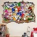 BAOWANG Pegatinas de pared Sonic the Hedgehog3d etiqueta de la pared rota etiqueta de la pared pared rota