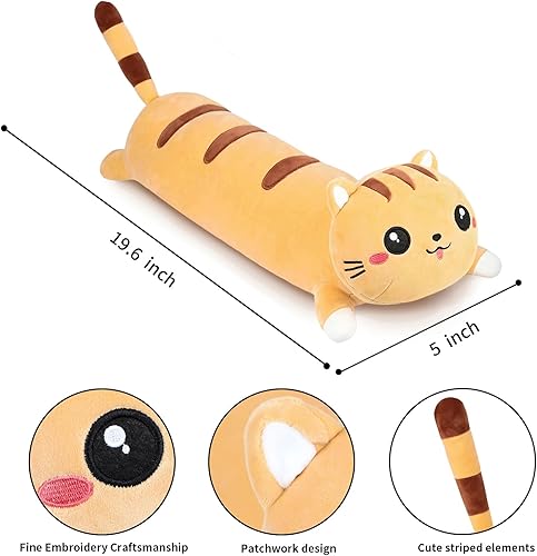 Vista 30 de AFAN Long Cat Plush Cute Cat Body Pillows Kawaii Stuffed Animals Plushies Soft Cuddly Cotton Plush Toys Room Decor Gifts for Kids Girls Boys Adults
