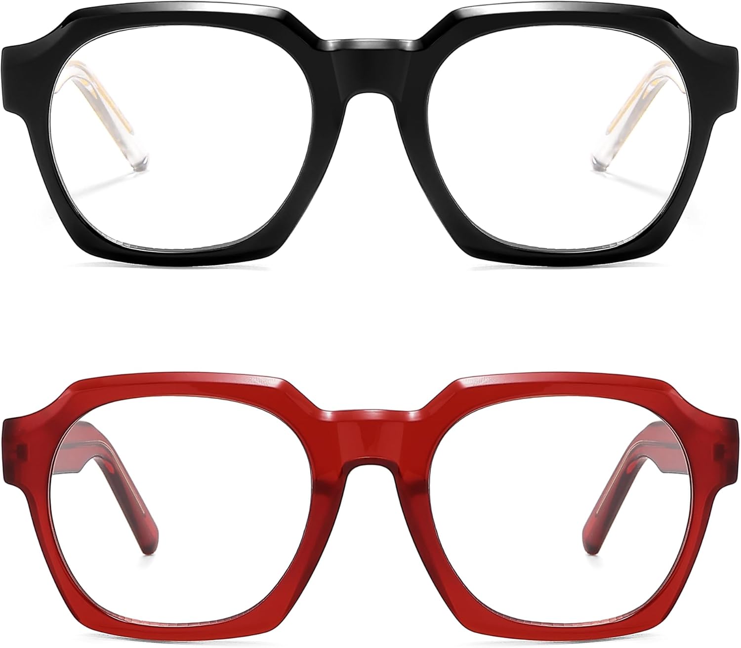 AMOMOMA 2 Pack Retro Square Reading Glasses for Women Men,Spring Hinge Blue Light Computer Reader Frame AM6190 - Image 5