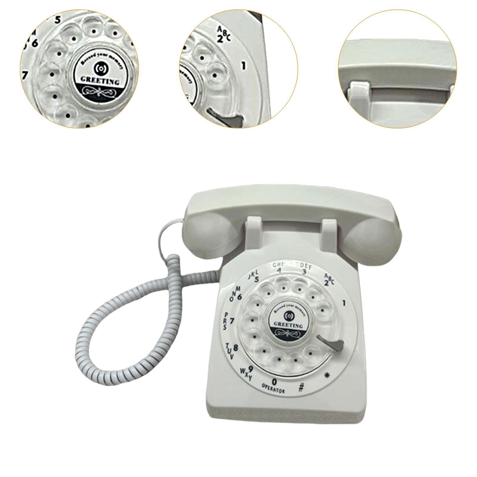 Sharplace Audio-Gästebuch-Telefon, Sprachrekorder-Telefon, klassisches Wählscheiben-Festnetztelefon, Modell mit Aufnahmetelefon für Brautpartys und Hochzeiten, Weiß