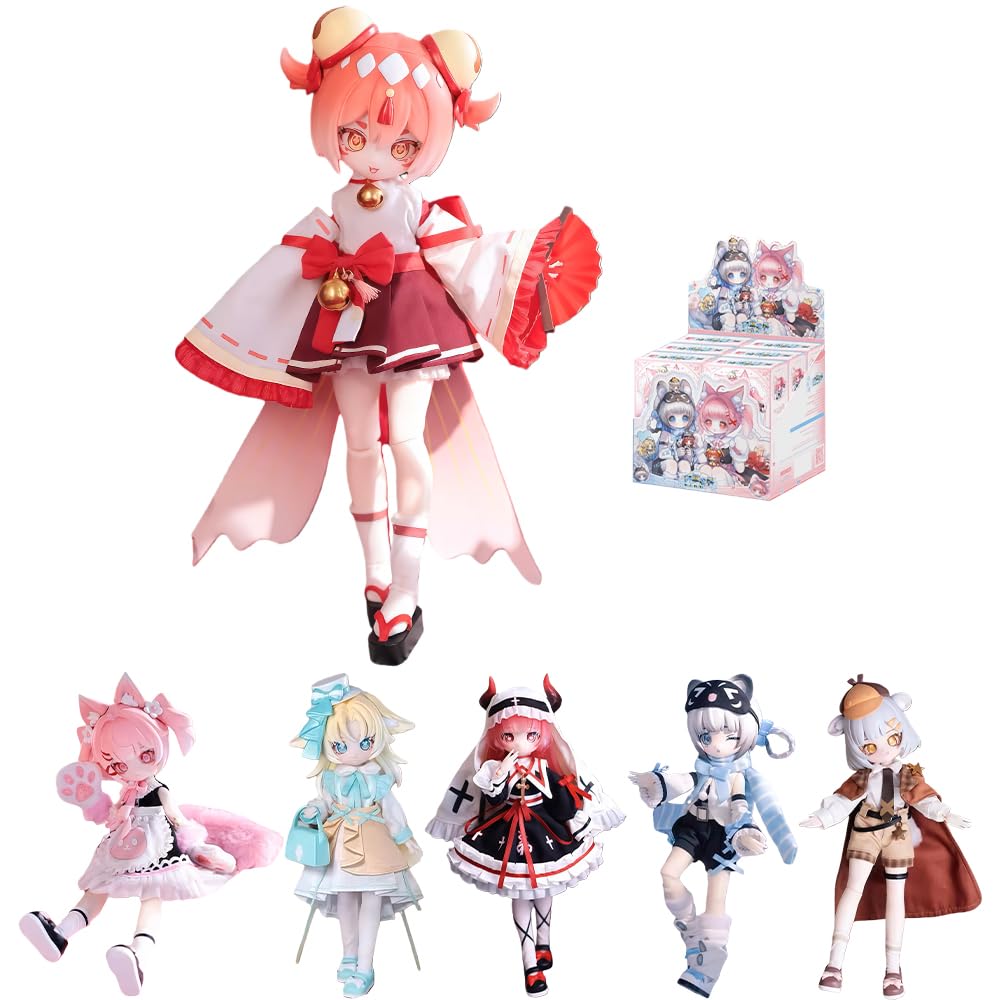 niannyyhouse BJD Blind Box Figurines, Ball Jointed Doll with Clothes, Paranormal Reconstruction Series, 1/12 Scale Action Figure Collectable Gift (6PCs)