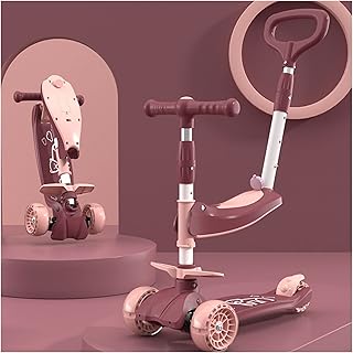 Scooters for Kids Scooters for Adults 3 Wheel Kick Scooter, Kick Scooter For Kids，Children's Scooter With Folding Seats And Back Putter 4 Level Adjustable Heights With Music Function Glowing Wheels，Fo