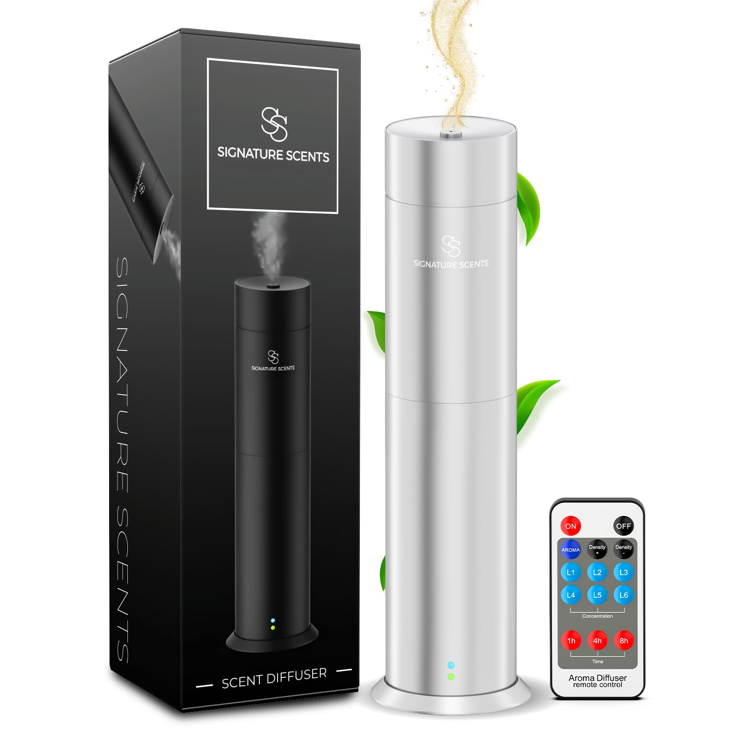 Sponsored Ad - Luxury Essential Oil Diffuser – Waterless Oil Diffuser for Essential Oils - Scent Diffuser for Home & Hotel - Covers up to 1000 sq. ft. with Bluetooth App Control (Silver)