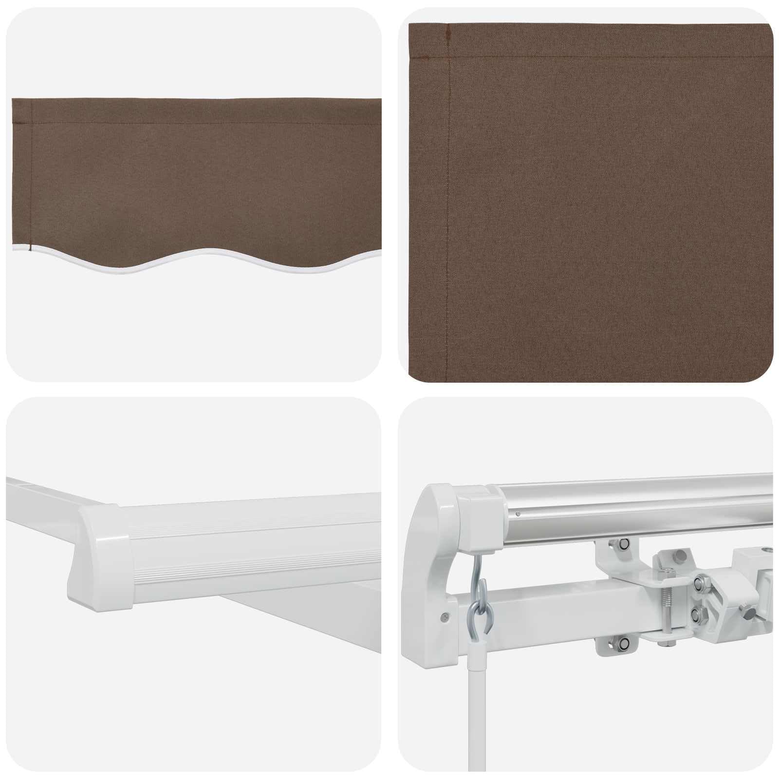 Toldo retráctil gris topo, 400 x 350 cm, poliéster | Manivela manual, tela resistente a la intemperie, marco de aluminio con recubrimiento en polvo, montaje en pared