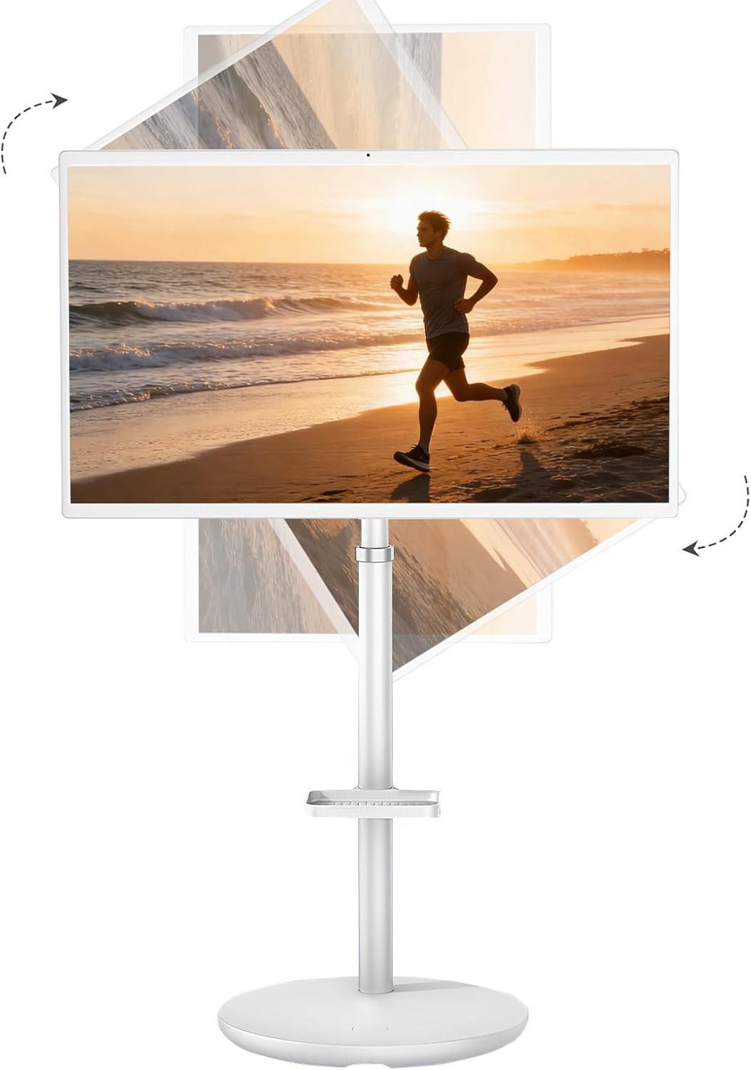 SHAHRYAR 27"/32" Portable Smart Screen Rolling TV on Wheels, Supports an External Microphone, 8+128gb, Built-in Battery(5-7h), Various Apps, for Home, Office, Gym 32"-4KFHD