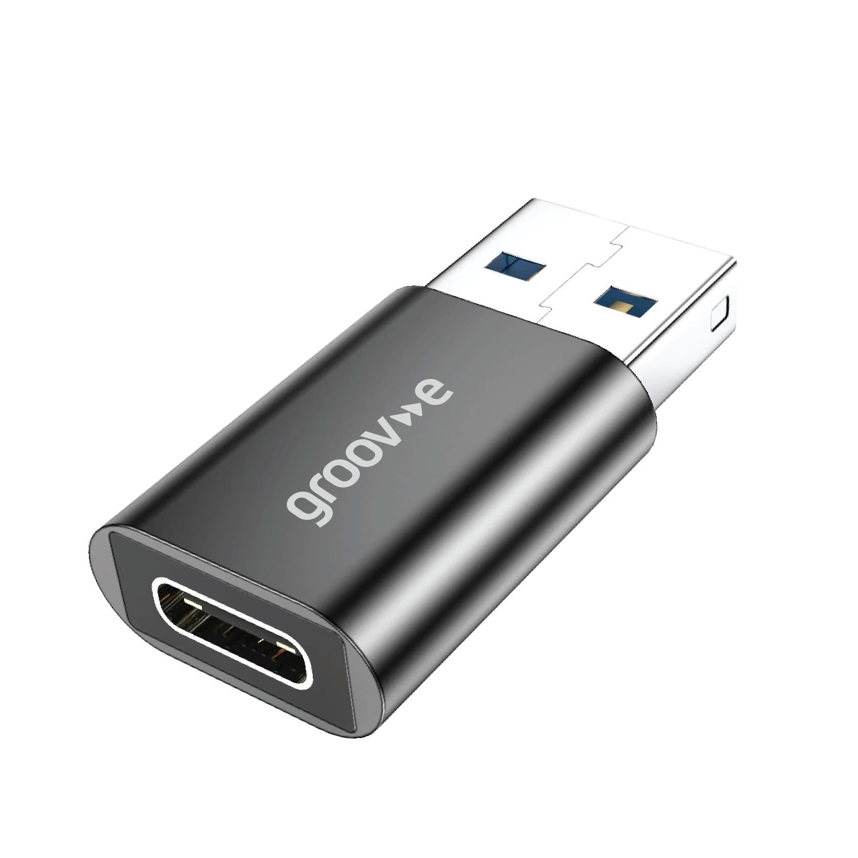 groov e USB-C to USB-A Adapter - Compact Converter for Connecting USB-A Devices to USB-C Ports on Laptops and Tablets - Silver