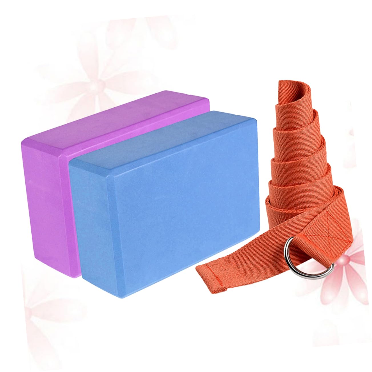 VICASKY 1 Set Eva Yoga Block Set with Brick Stretching Belt Random Color for Yoga Daily Exercise Enhances Balance Flexibility Durable High Density Eva Material for Reliable Random Color