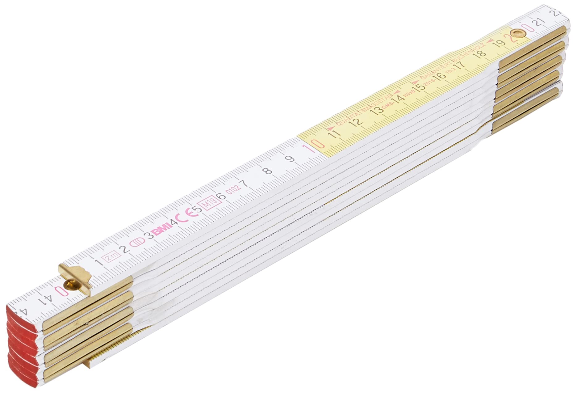 Metro Pieghevole In Legno Di Faggio BMI - Spessore 3mm, Classe Precisione EG III, Bianco