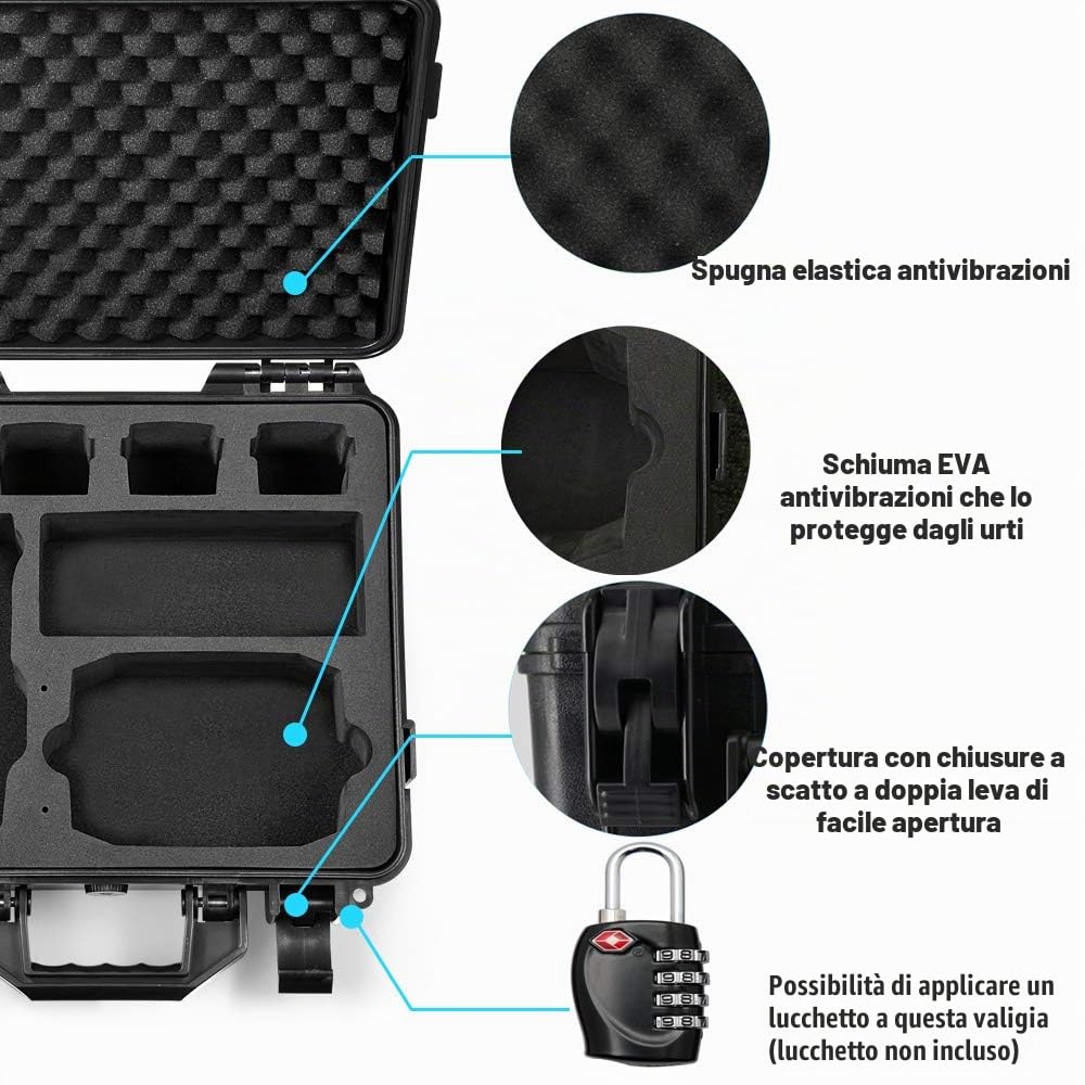 LEKUFEE Custodia Rigida Impermeabile per DJI Air 2S Drone,DJI Mavic Air 2 Combo,RC N1,RC N2 e Accessori (solo custodia)
