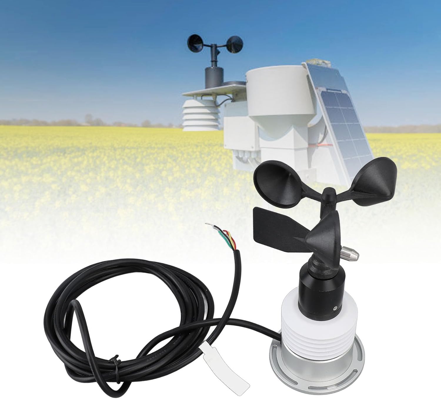 5 in 1 Weather Meter with Cable Wind Speed Wind Direction Temperature Humidity Air Pressure Multifunction Wired Weather Sensor Which Smaller Integrated Design Powerful a The Mini